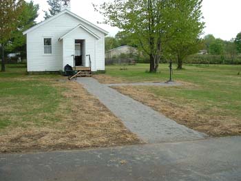 157 -The sidewalk stone is in place